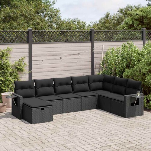 vidaXL 8-dijelni set vrtnih sofa od poliratana s jastucima crni