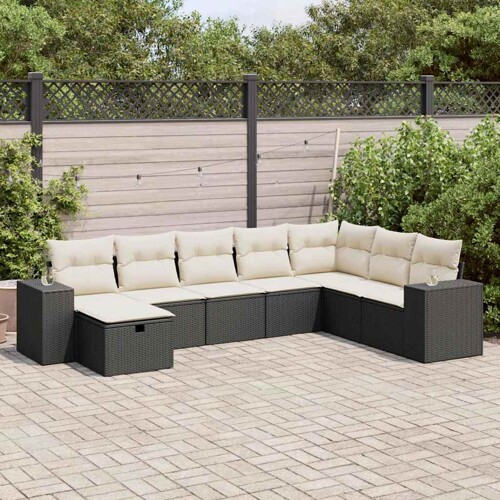 vidaXL 8-dijelni set vrtnih sofa od poliratana s jastucima crni