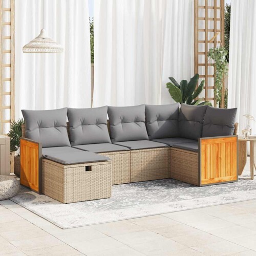 vidaXL 6-dijelni set vrtnih sofa s jastucima bež od poliratana