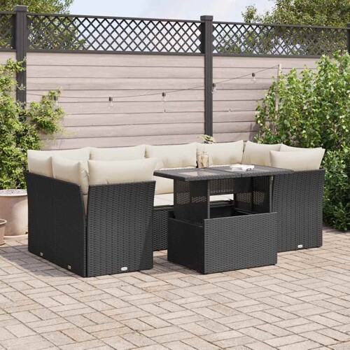 vidaXL 7-dijelni set vrtnih sofa od poliratana s jastucima crni