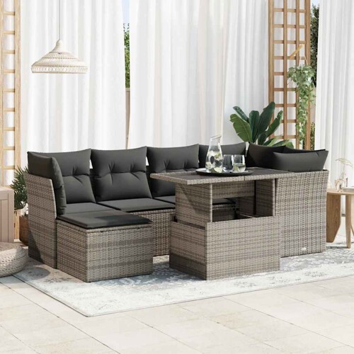 vidaXL 7-dijelni set vrtnih sofa sivi od poliratana