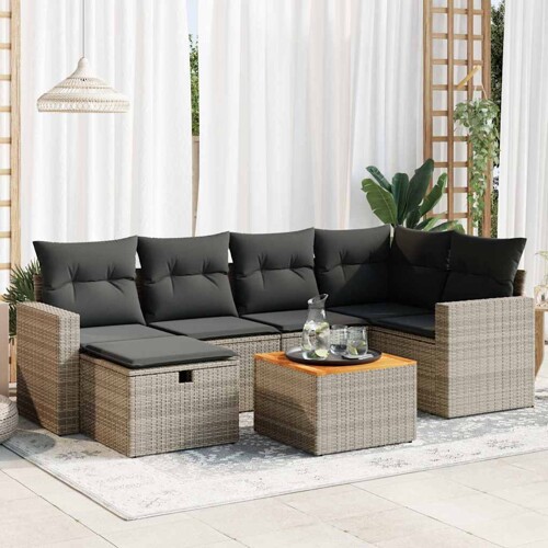 vidaXL 7-dijelni set vrtnih sofa sivi od poliratana