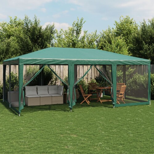 vidaXL Šator za zabave s 10 mrežastih bočnih zidova crveni 6x4 m HDPE