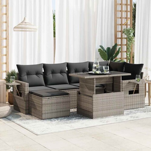 vidaXL 7-dijelni set vrtnih sofa sivi od poliratana
