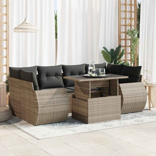 vidaXL 7-dijelni set vrtnih sofa sivi od poliratana