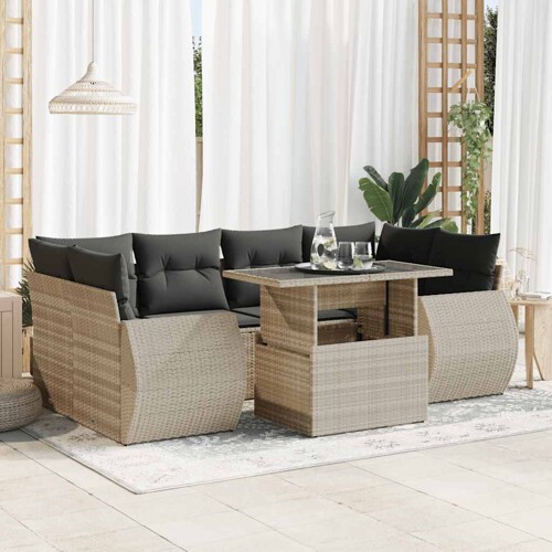 vidaXL 7-dijelni set vrtnih sofa svjetlosivi od poliratana