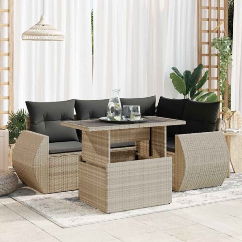 vidaXL 6-dijelni set vrtnih sofa od poliratana s jastucima svjetlosivi