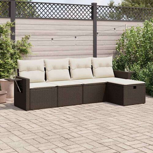vidaXL 5-dijelni set vrtnih sofa s jastucima poliratan smeđi