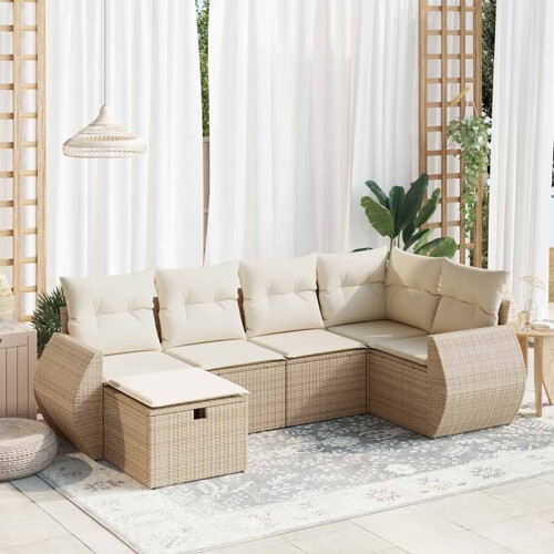 vidaXL 6-dijelni set vrtnih sofa s jastucima bež od poliratana