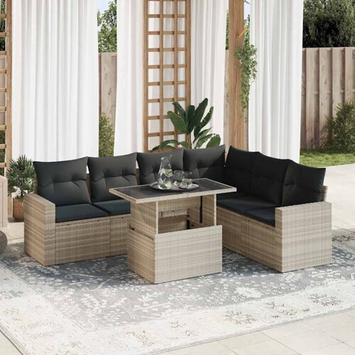 vidaXL 7-dijelni set vrtnih sofa svjetlosivi od poliratana