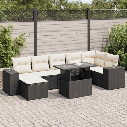 vidaXL 8-dijelni set vrtnih sofa od poliratana s jastucima crni