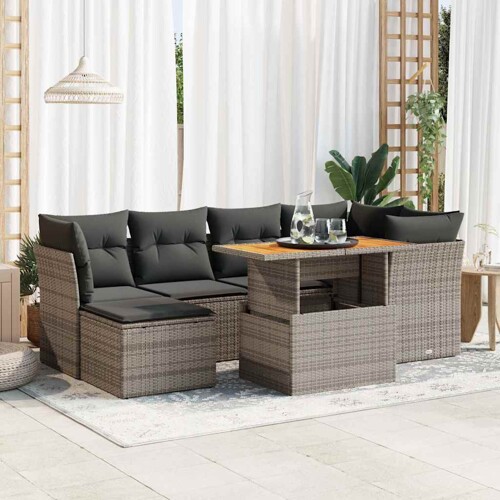 vidaXL 7-dijelni set vrtnih sofa sivi od poliratana