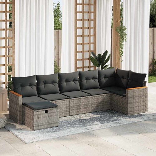 vidaXL 7-dijelni set vrtnih sofa sivi od poliratana