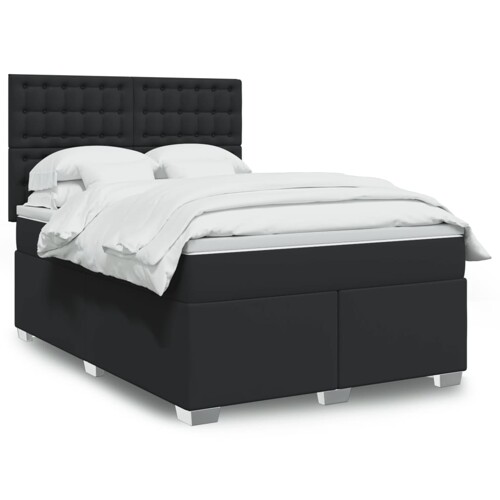 vidaXL Krevet s oprugama i madracem crni 140 x 190 cm od umjetne kože