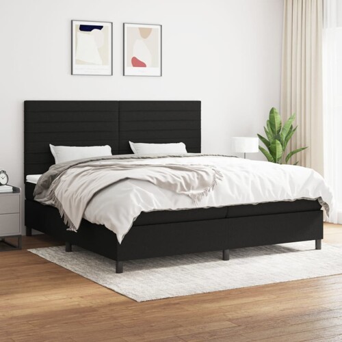 vidaXL Krevet s oprugama i madracem crni 200x200 cm od tkanine