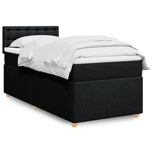 vidaXL Krevet s oprugama i madracem crni 90x200 cm od tkanine