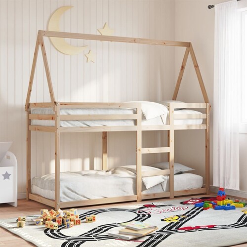 vidaXL Krevet na kat s krovom 90 x 190 cm od masivne borovine