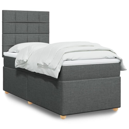 vidaXL Krevet s oprugama i madracem tamnosivi 90 x 190 cm od tkanine