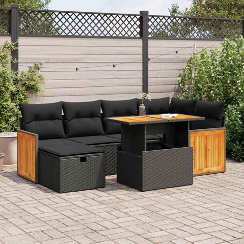 vidaXL 8-dijelni set vrtnih sofa od poliratana s jastucima crni