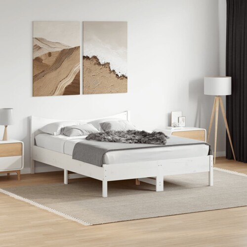 vidaXL Okvir kreveta bez madraca bijeli 140x200 cm od masivne borovine