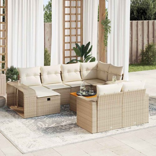 vidaXL 11-dijelni set vrtnih sofa od poliratana s jastucima bež