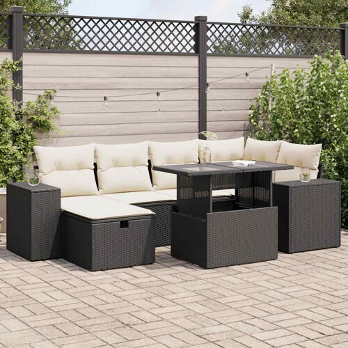 vidaXL 8-dijelni set vrtnih sofa od poliratana s jastucima crni