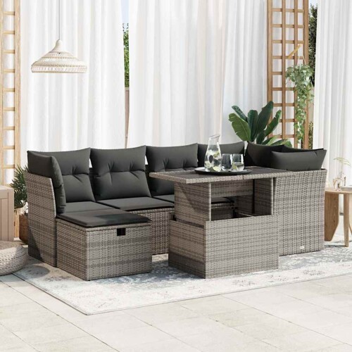 vidaXL 7-dijelni set vrtnih sofa sivi od poliratana