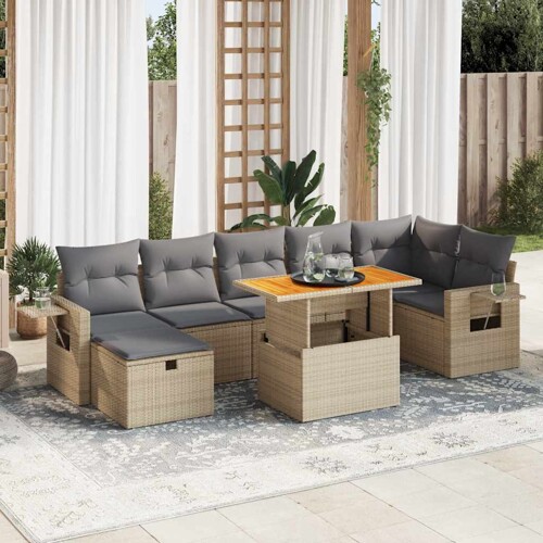 vidaXL 5-dijelni set vrtnih sofa s jastucima poliratan i bagrem bež
