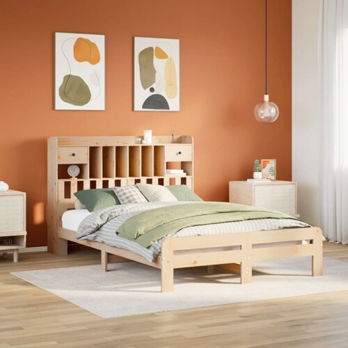 vidaXL Krevet s regalom za knjige bez madraca 150 x 200 cm od borovine