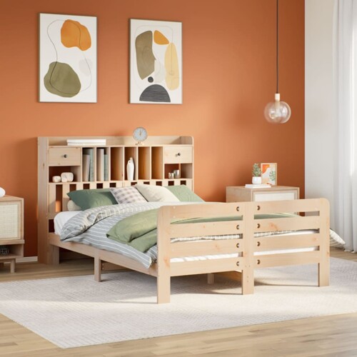 vidaXL Krevet s regalom za knjige bez madraca 150 x 200 cm od borovine