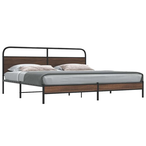 vidaXL Metalni okvir kreveta bez madraca smeđa boja hrasta 180x200 cm