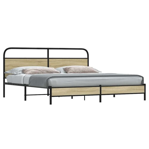vidaXL Metalni okvir kreveta bez madraca boja hrasta sonome 180x200 cm