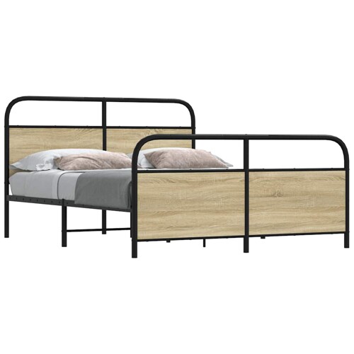 vidaXL Metalni okvir kreveta bez madraca boja hrasta sonome 150x200 cm