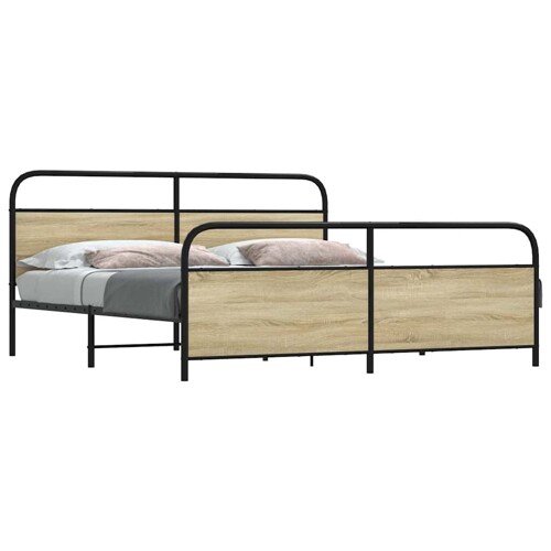 vidaXL Metalni okvir kreveta bez madraca boja hrasta sonome 180x200 cm