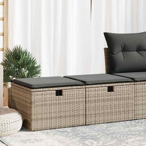 vidaXL 2-dijelni set vrtnih sofa poliratan i bagrem s jastucima sivi