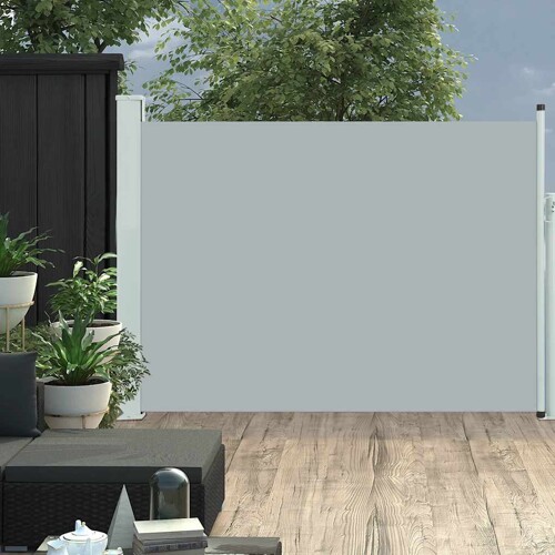 vidaXL Uvlačiva bočna tenda za terasu 120 x 500 cm siva