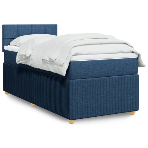 vidaXL Krevet s oprugama i madracem plavi 90 x 190 cm od tkanine