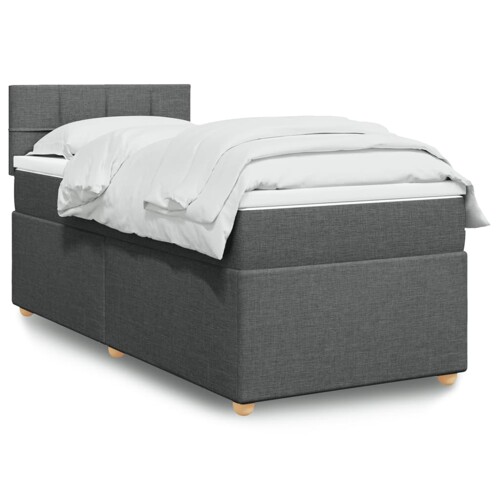 vidaXL Krevet s oprugama i madracem tamnosivi 100 x 200 cm od tkanine