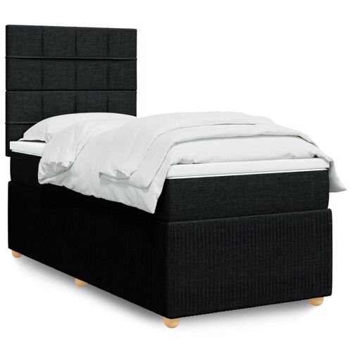vidaXL Box spring krevet s madracem crni 90x190 cm od tkanine