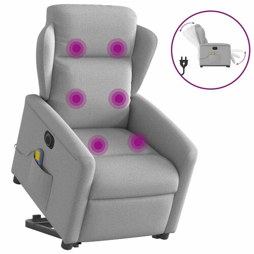 vidaXL Električni masažni naslonjač na podizanje tkanina oblačnosivi