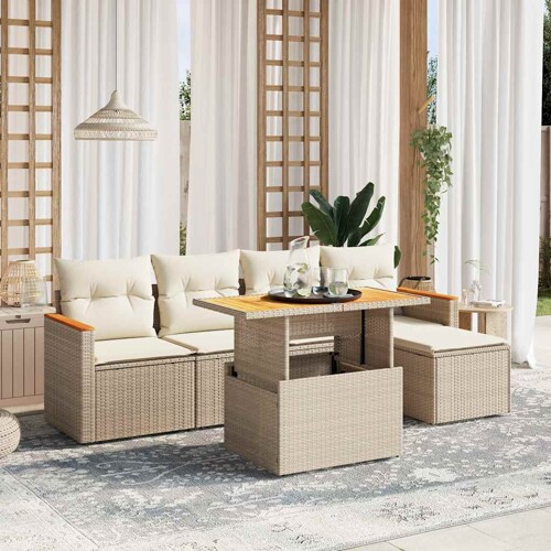 vidaXL 6-dijelni set vrtnih sofa s jastucima bež od poliratana