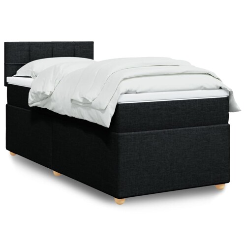 vidaXL Krevet s oprugama i madracem crni 90x200 cm od tkanine