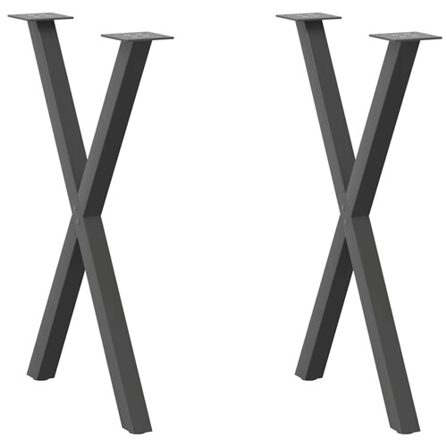 vidaXL Noge blagovaonskog stola X-oblika 2 kom antracit 57x(72-73) cm
