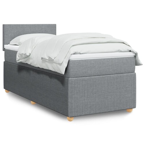 vidaXL Krevet s oprugama i madracem svjetlosivi 100x200 cm od tkanine