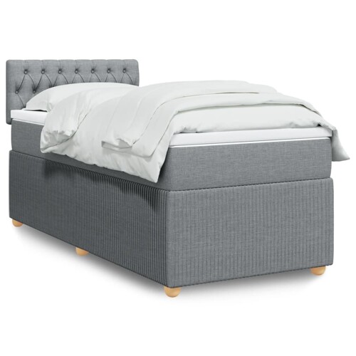 vidaXL Krevet s oprugama i madracem svjetlosivi 100x200 cm od tkanine