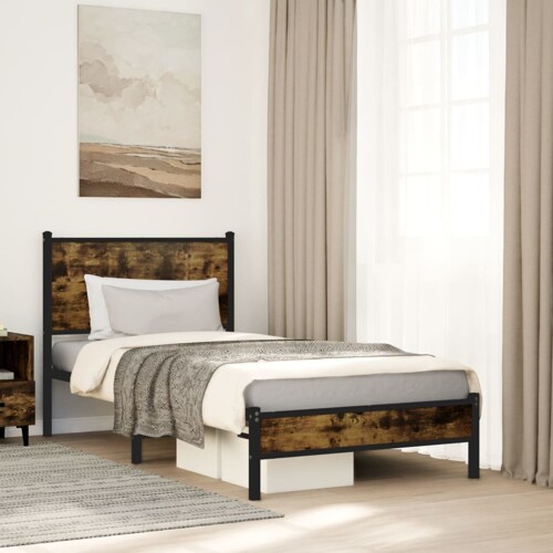 vidaXL Metalni okvir kreveta bez madraca boja hrasta 90x200 cm