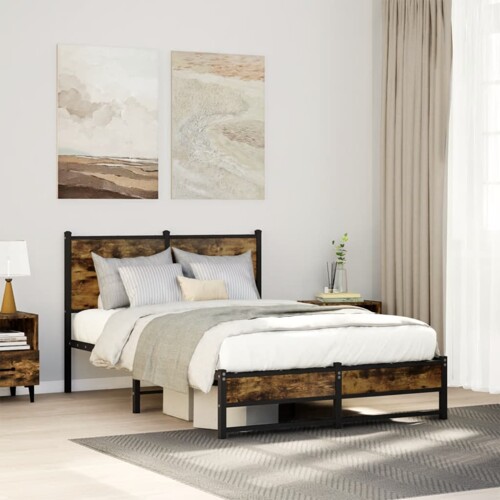 vidaXL Metalni okvir kreveta bez madraca boja hrasta 120x200 cm