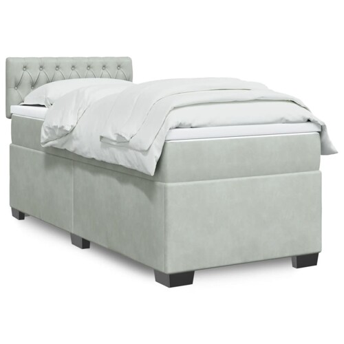 vidaXL Box spring krevet s madracem svjetlosivi 100x200 cm baršunasti