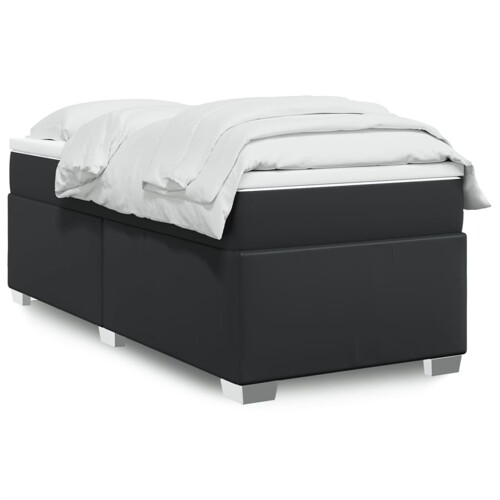 vidaXL Krevet s oprugama i madracem crni 90 x 200 cm od umjetne kože