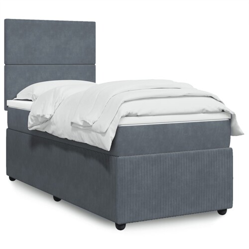 vidaXL Box spring krevet s madracem tamnosivi 100x200 cm baršunasti